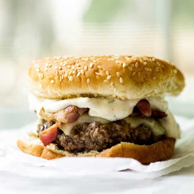 Bacon Cheeseburgers with Green Chile Mayo