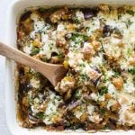 eggplant casserole in a baking dish