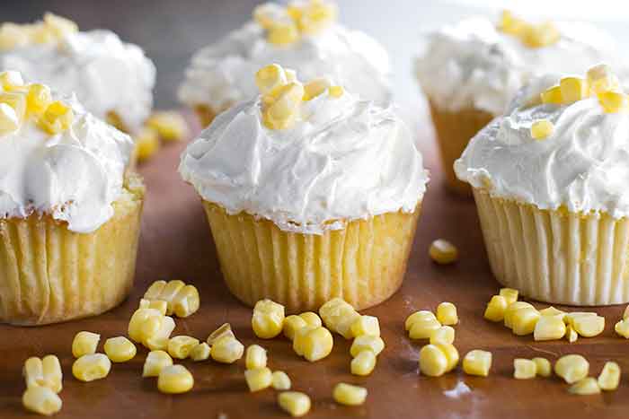 Fresh Corn Cupcakes with Brown Butter Honey Frosting