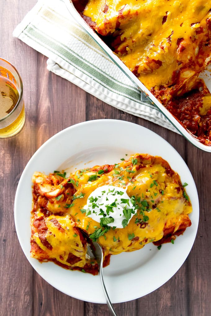 overhead photo of enchiladas on a plate