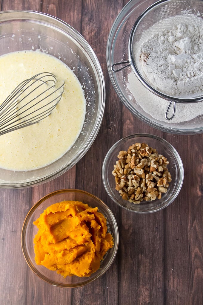 Ingredients for sweet potato pancakes