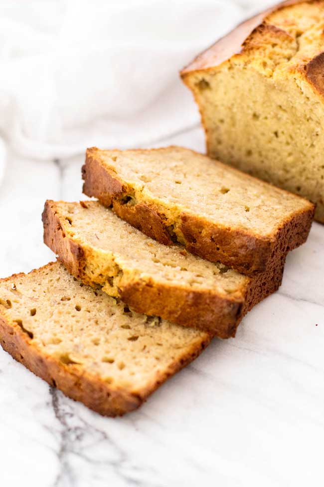 photo of slices of peanut butter banana bread