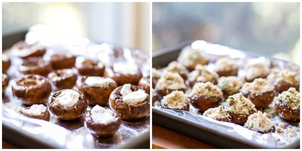 mushrooms stuffed with cheese and then topped with the bread crumbs.