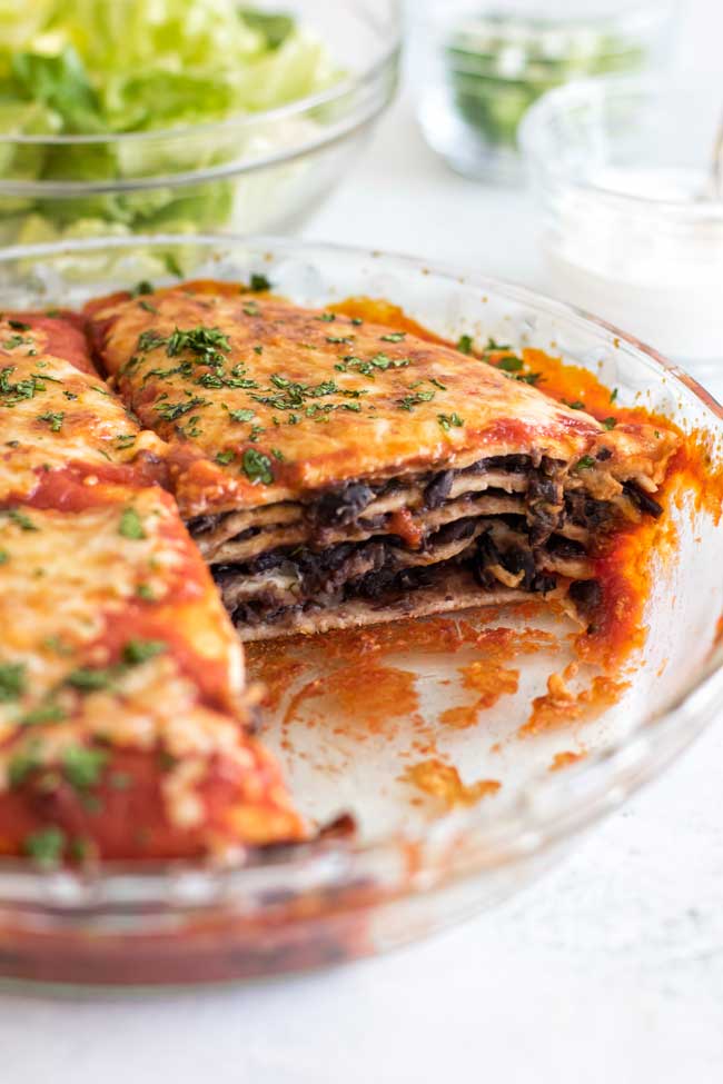 photo of a taco pie with a slice removed