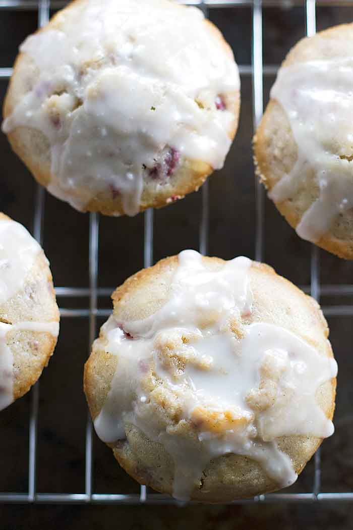 raspberry muffins with a simple lemon glaze