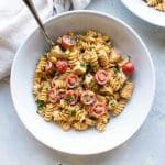 photo of one bowl of southwest chicken pasta