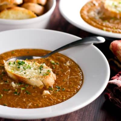 Chickpea Soup with Parmesan Crostini