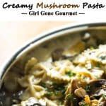 creamy mushroom pasta photo collage