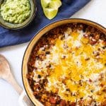 One-pan loaded mexican rice with toppings on the side