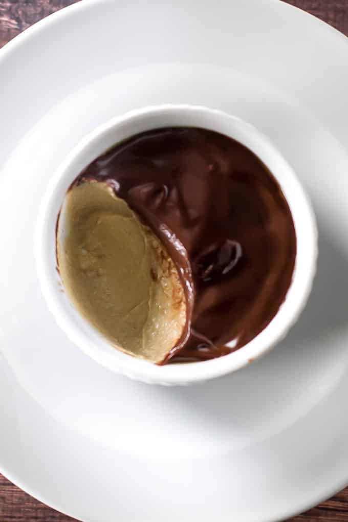 overhead photo of a peanut butter pots de creme