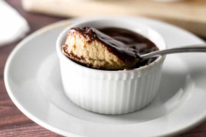 photo of a spoonful of peanut butter pots de cream