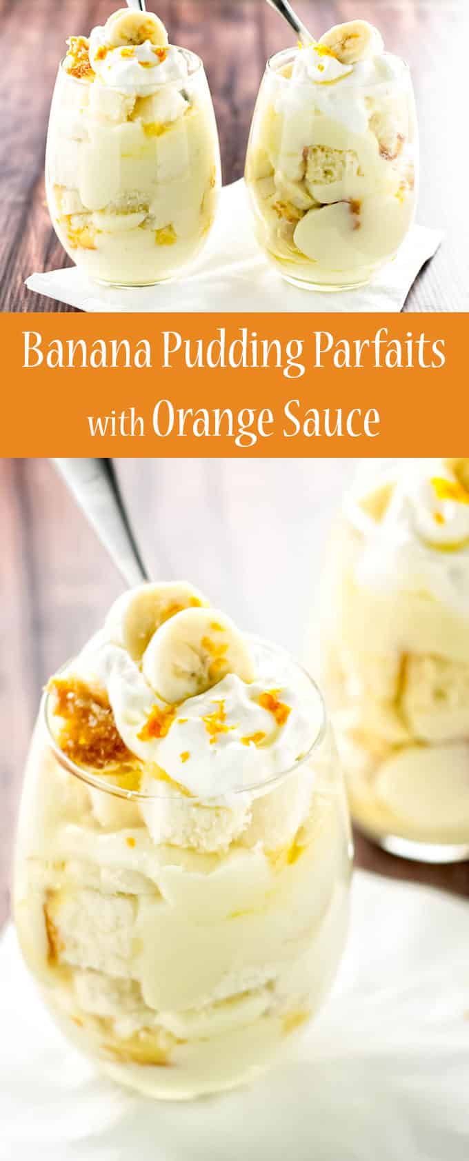 Creamy homemade pudding layered with soft, sweet pound cake, fresh banana, and a bright orange sauce | girlgonegourmet.com