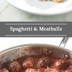 Spaghetti and meatballs photo collage