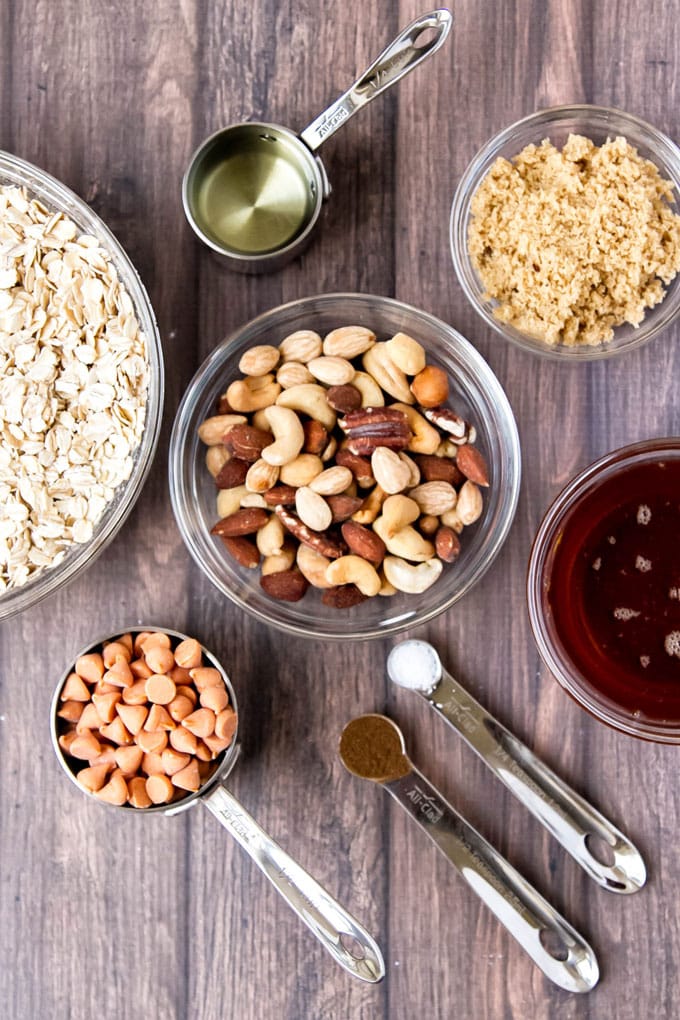 overhead photo of the ingredients for butterscotch chips