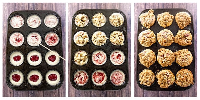 How to prepare the strawberry swirl muffins