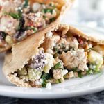 Greek pitas with chicken, sundried tomatoes, olives, cucumber and a creamy cool yogurt dressing | girlgonegourmet.com