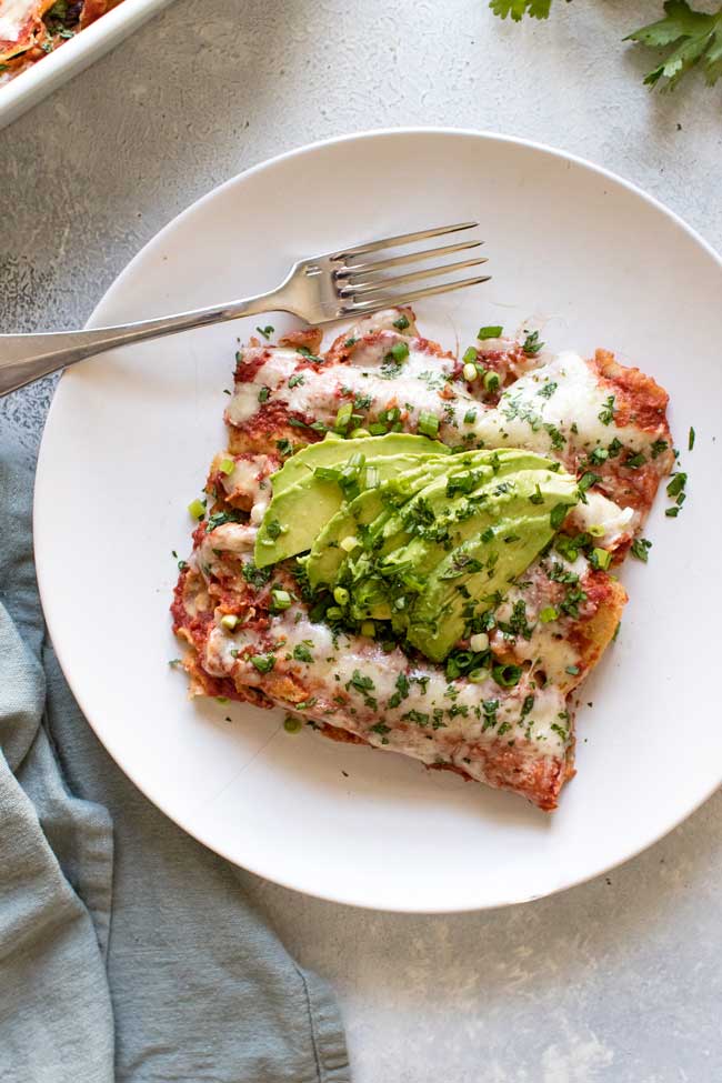 overhead photo of a plate of enchiladas