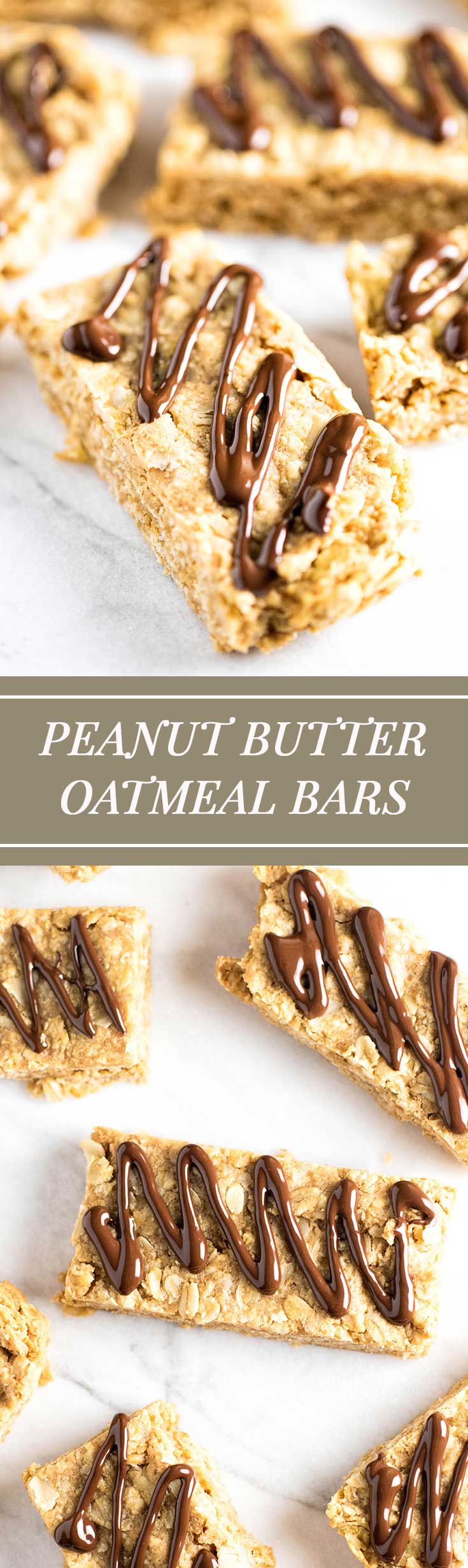 Easy peanut butter oatmeal bars with a dark chocolate drizzle | girlgonegourmet.com