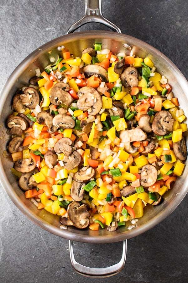photo of the vegetables in a skillet