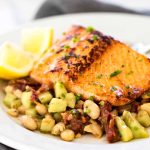 Pan-Seared Salmon with White Bean Salad | girlgonegourmet.com