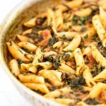 15-Minute Spinach Penne with Pancetta - a fast & easy dinner idea! | girlgonegourmet.com