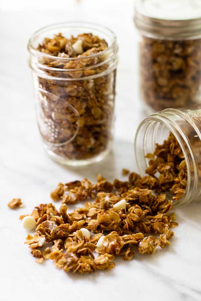 Homemade white chocolate granola