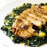 Light and healthy lemon chicken with sauteed greens | girlgonegourmet.com