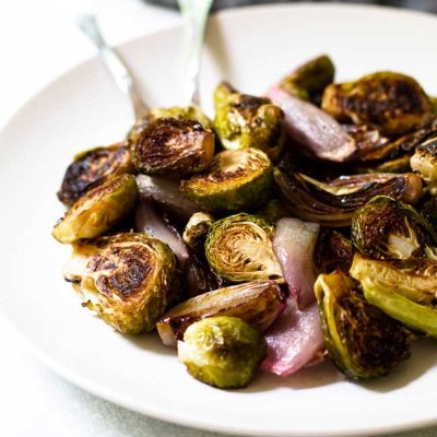 Balsamic Roasted Brussels Sprouts and Shallots