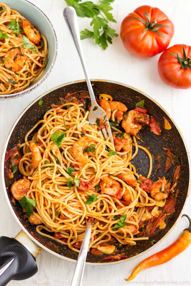 Spicy Shrimp Spaghetti