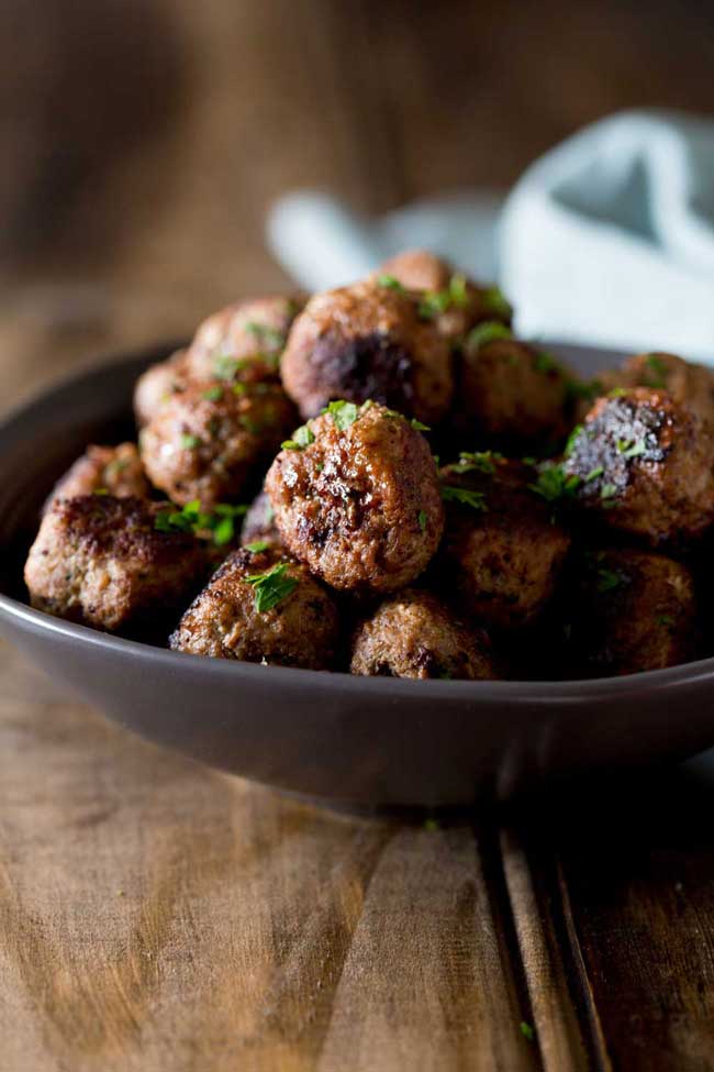 lamb meatballs in a bowl.