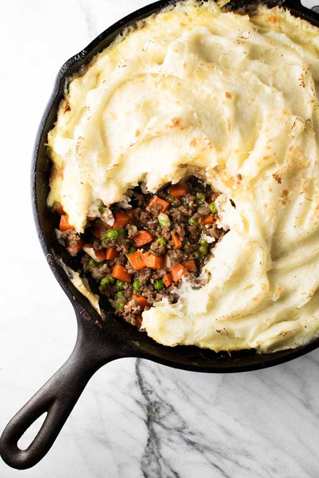 overhead photo of shepherd's pie