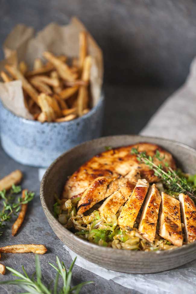 Rosemary Grilled Chicken on Cabbage