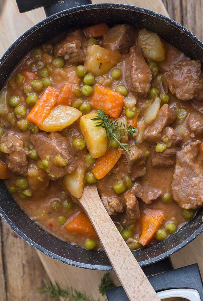 overhead photo of a Chunky Thick Italian Beef Stew