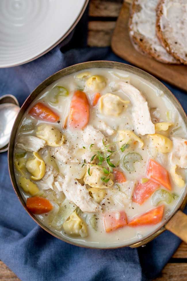 16 Comforting Chicken Soup Recipes: Creamy Chicken and Tortellini Soup