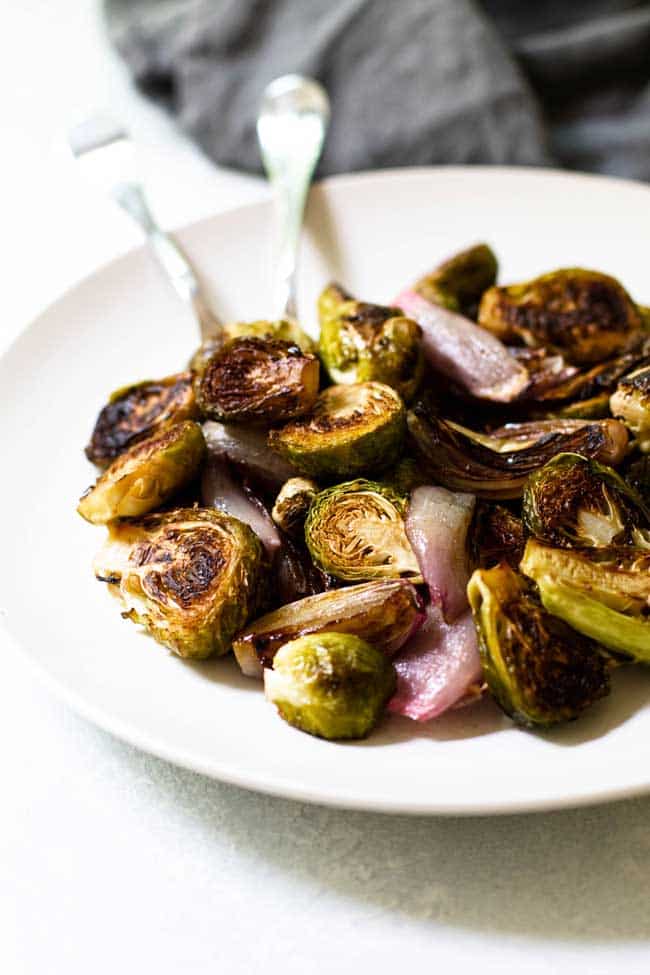 Easy Holiday Side Dishes: Roasted Balsamic Brussels Sprouts and Shallots