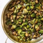 Skillet Mushrooms and Broccoli with Pancetta is a super simple side dish