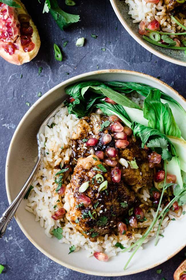 Sticky Asian Pomegranate Chicken