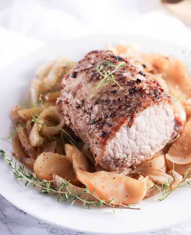 Pork Loin with Fennel, Apples, and Onions
