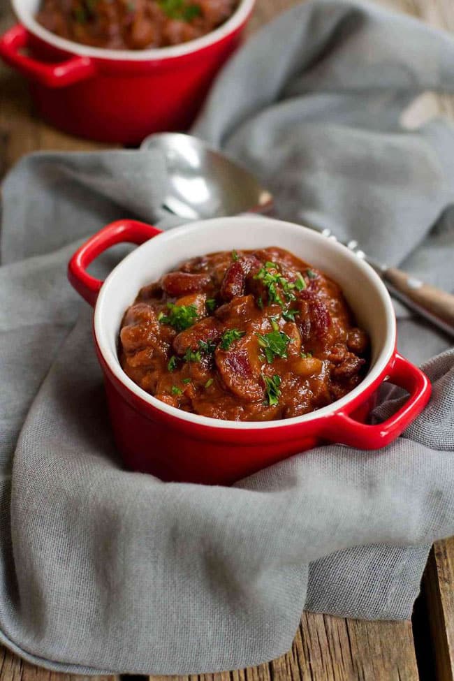 A bowl of instant pot vegetarian chili