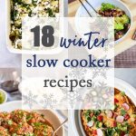 Photo collage with four different slow cooker recipes