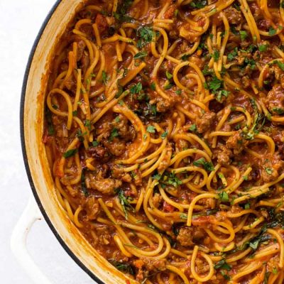 One-Pan Spaghetti Bolognese with Sun-Dried Tomatoes