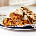 BBQ chicken wraps on a plate
