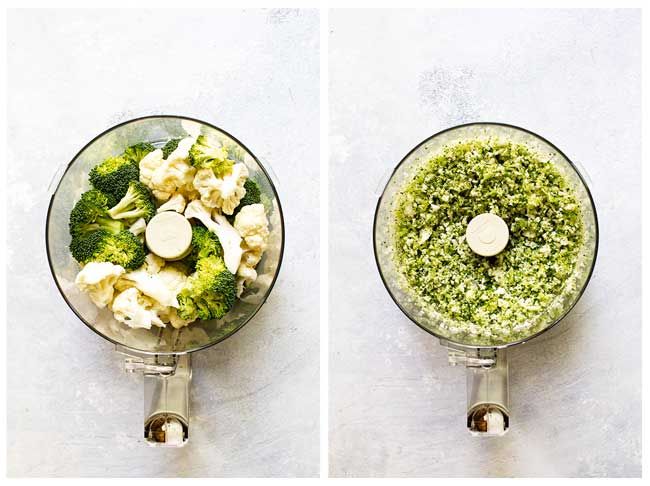 How to make broccoli cauliflower rice in a food processor