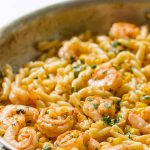 cilantro-butter shrimp pasta photo collage