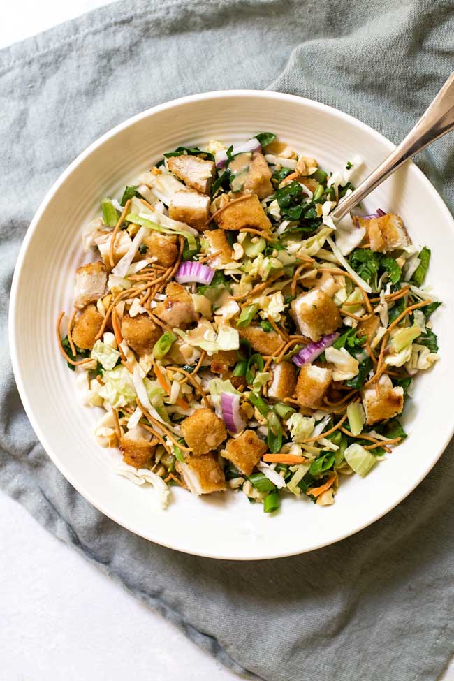 Crispy Chicken Salad with Peanut-Garlic Dressing