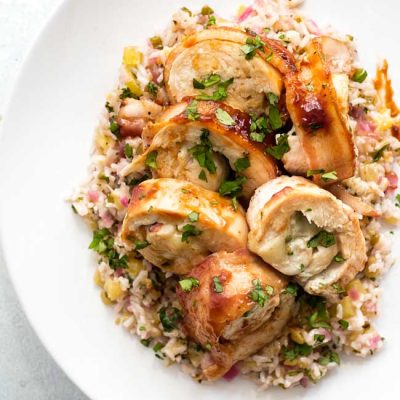 BBQ Chicken Roll-Ups with Pineapple Cilantro Rice