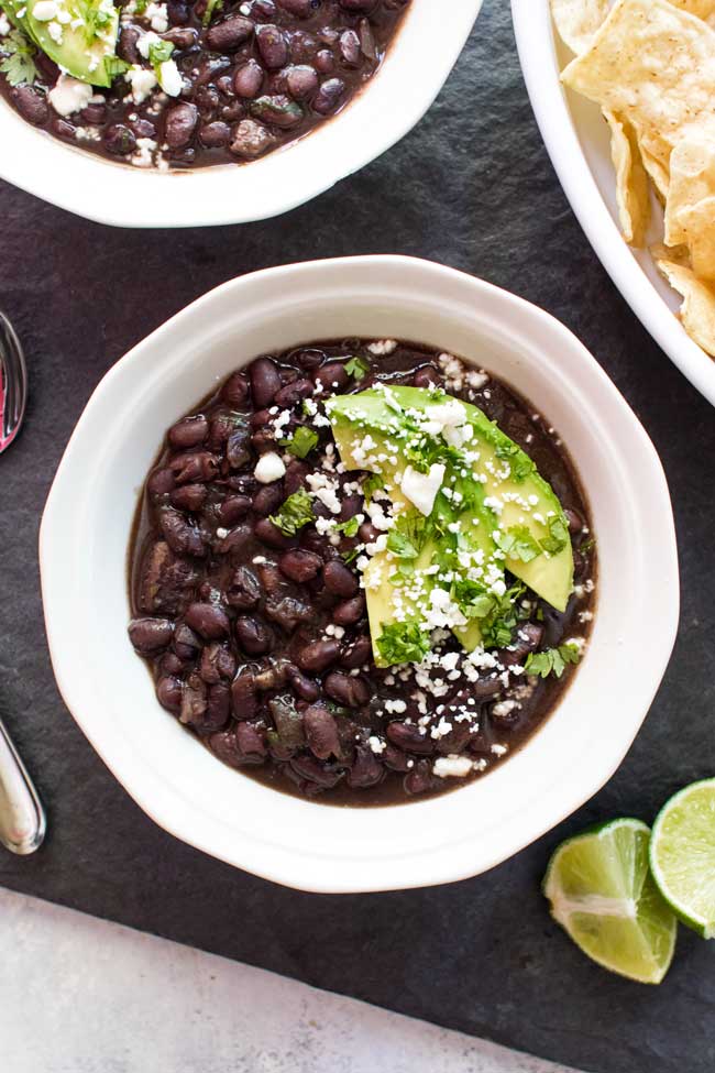 overhead photo of black bean soup