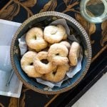 overhead photo of a bowl of wine cookies