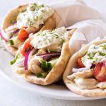 close-up photo of chicken gyros