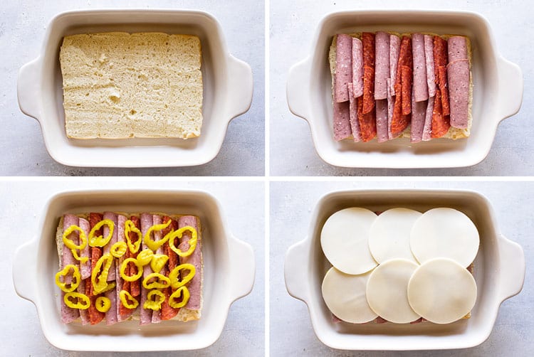 photo collage showing how to assemble the sandwiches